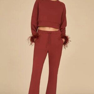 Rada Feather Trim Pant Burgundy from Noli